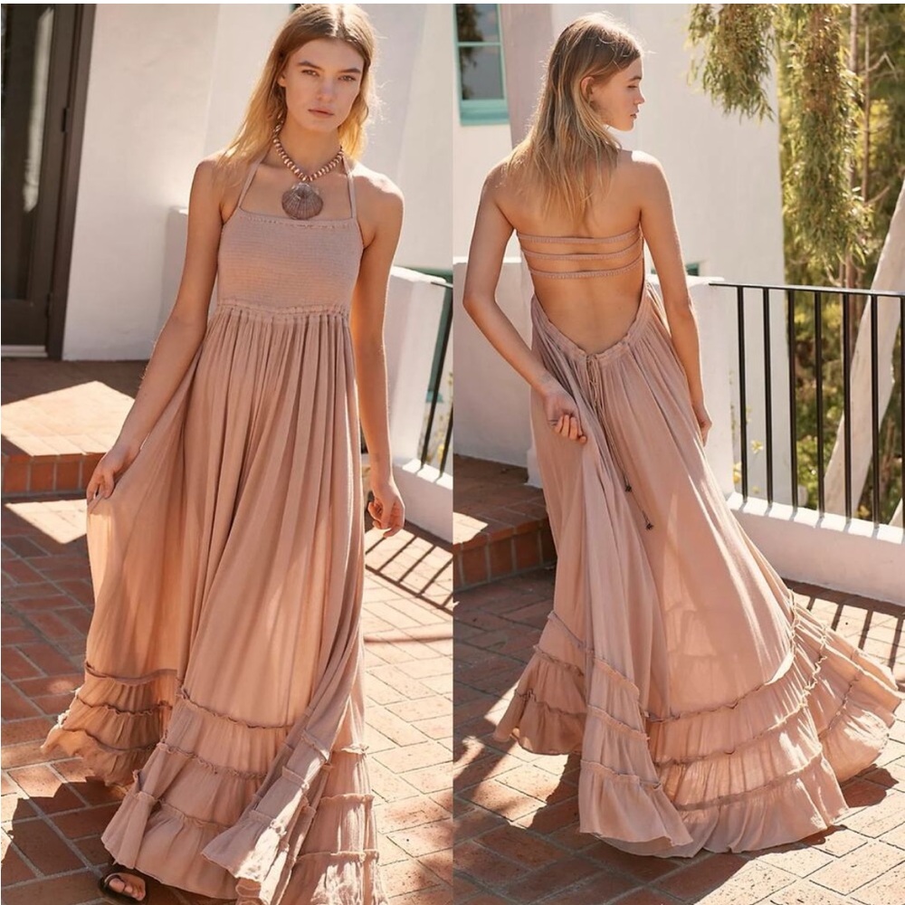 NWT Free People Extratropical Maxi Dress in Taupe size small